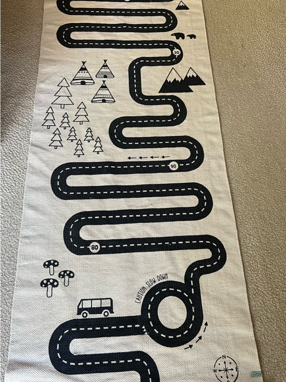 Black and White Road Play Rug